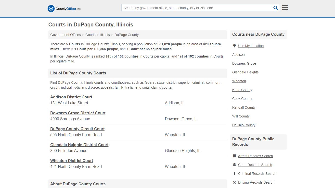 Courts - DuPage County, IL (Court Records & Calendars)